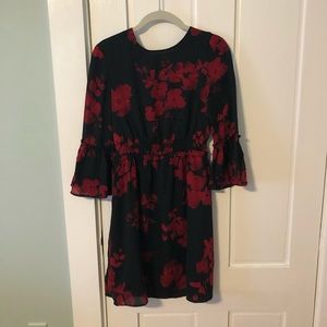 Floral Mini Dress w/Bell Sleeves